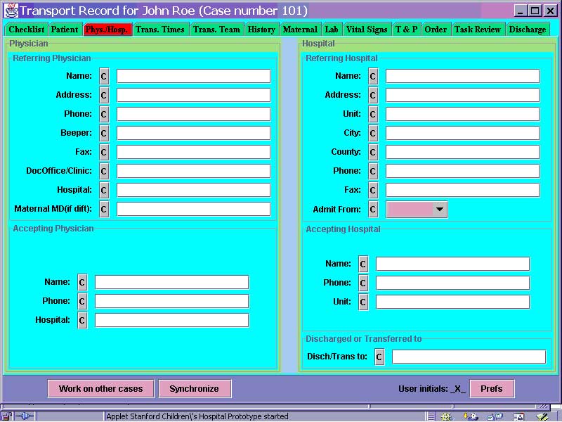 Physician/Hospital Tab